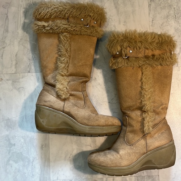 Native American inspired 14โH Suede look fur & rhinestone trim Boots Size 6.5 - Picture 1 of 7